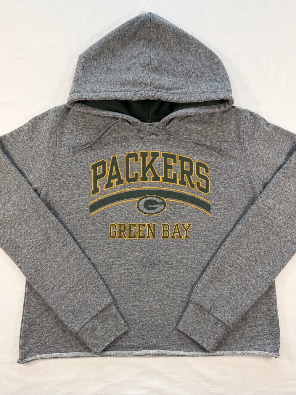 Tailgate Green Bay Packers Cropped Hoodie Gray Small